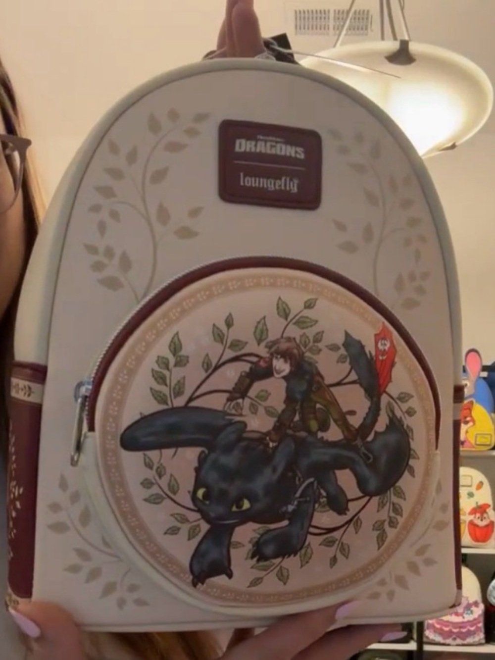 Loungefly How to Train Your Dragon Toothless Cream and Black Mini Backpack